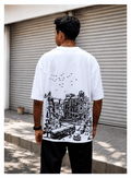 Skribi KARACHEE graphic tee front - Karachee city name chest print, drop shoulder, Drop 01