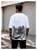 Skribi KARACHEE graphic tee front - Karachee city name chest print, drop shoulder, Drop 01