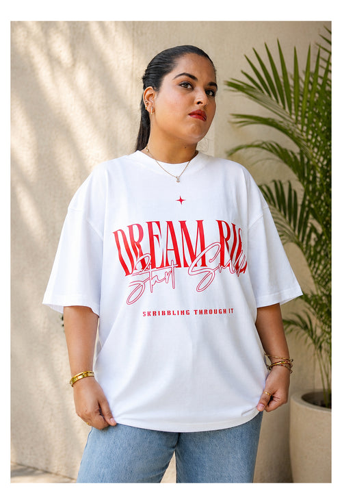 Skribi DREAM BIG graphic tee side - oversized fit, 170 GSM cotton, Drop 01