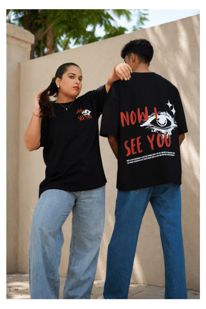 Skribi NOW I SEE YOU graphic tee back - full back print with typography, Drop 01